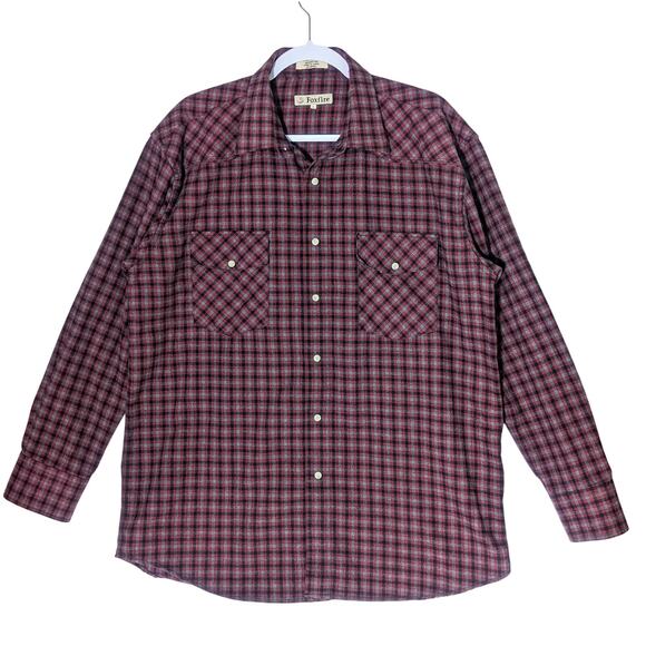 Foxfire Mens Pearl Snap Red Flannel Button Down Shirt Sz L Western Plaid - Picture 1 of 5